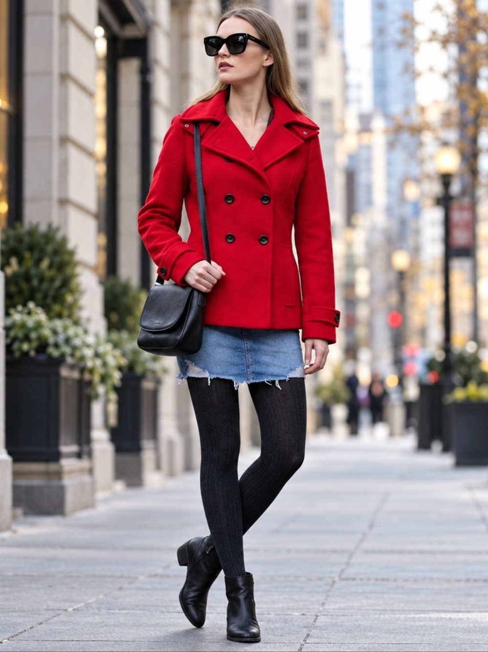Calvin Klein Red Hooded Double Breasted Peacoat Jacket Size Small Military
